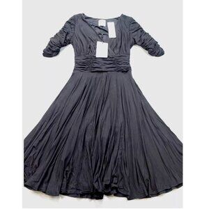 NUE by Shani Black Ruffled 1/2 Sleeve Fit & Flare Shapewear Dress Sz 4 S141 $250